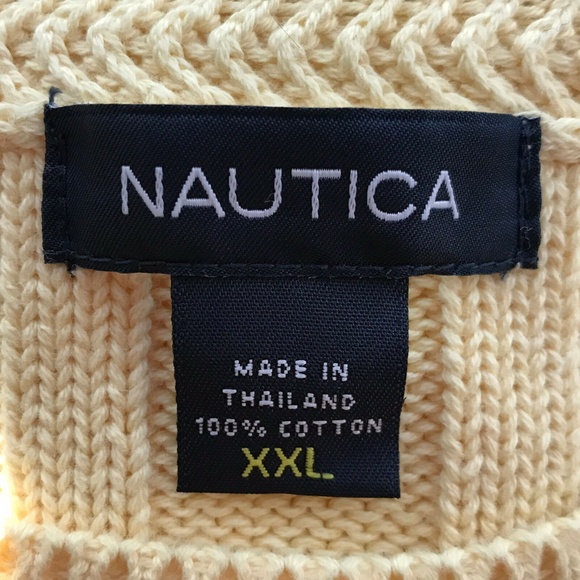 Nautica 2XL Yellow Pullover Preppy Sweater Cable Cotton Golf Resort Casual - Picture 3 of 8